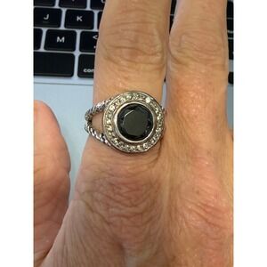Black Stone Statement Ring • Size 9 • Costume Jewelry